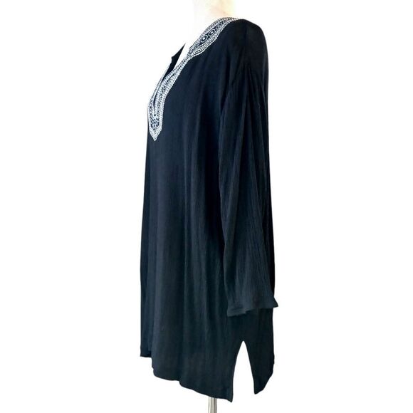 CATHY DANIELS Summer Tunic 3/4 Sleeve Lightweight V Neck Sequins Black S… - Picture 6 of 10